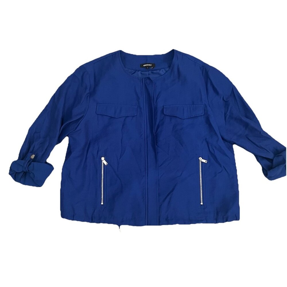 DKNY Royal Blue Lightweight Zip-Front Jacket